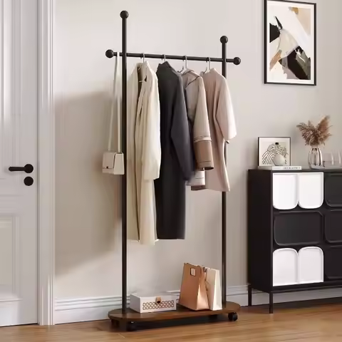 Boutique Hanging Clothes Racks Floor Drying Wheels Japandi Standing Clothing Rack Living Room Colgad