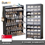 OURFT Shoe Cabinet Home Black Gray Shoe Cabinet 2022 New Flip Door Shoe Rack Cabinet