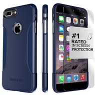 【Saharacase】撒哈拉 經典款 iPhone7Plus/8Plus 手機殼(9H玻璃保護貼+貼膜神器+安裝組) 深藍