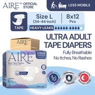 [Carton Deal] Aire Adult Tape Diapers - Size L (8x12 pcs)(For Heavy Leaks, Soft Protection w. Readju
