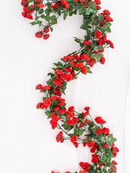 1條人造玫瑰藤蔓,長200cm,搭配69朵花朵,簡約現代風格,抗氧化不褪色,適用於diy花牆,場景佈置,客廳臥室花瓶擺設,婚禮、派對、家居裝飾,辦公室桌面裝飾。