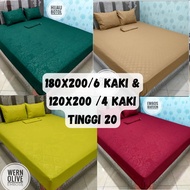 Plain 3D Embossed Bed Sheet Set 180X200 (6 feet) / 120x200 (4 feet) Height 20cm Bedsheet Set