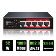 STEAMEMO 5-Port Gigabit Smart PoE Switch (4 PoE + 1 Uplink/SFP), VLAN, QoS, Cloud/App Management