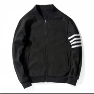 Zipper Bomber Strip Jacket - Unisex Casual Strip Bomber Jacket