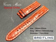 24mm-22mm ロングサイズ アリゲーター ×特殊防水ラバーレザー　アリゲーターベルト cousumain 尾錠用（BREITLING ブライトリング）向　S465