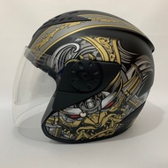 BXP Vixion Samurai Helmet (Gold) Matte Black - Adult SNI Helmet