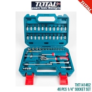 TOTAL Socket Set w/ Ratchet Wrench Handle (46 Pcs, 72T, 1/4") Screwdriver Bits + Hex Keys + Extensio