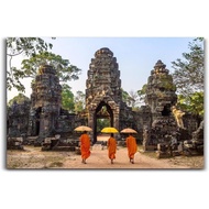 Buddhist Monks Cambodia Temple Poster Canvas Wall Art Painting Print Room Aesthetic Decoration 08x12