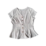 Doux archives Linen peplum flare blouse
