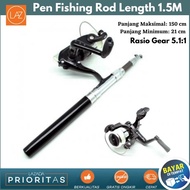 Mini Portable Extreme Pen Fishing Rod Length 1.5M / Joran Pancing Pulpen Pancingan Mini Portable Ala