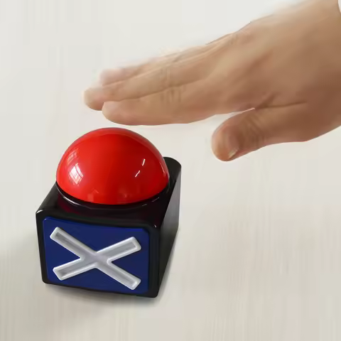 Red Buzzer Alarm Button Box with Sound and Light Alarm Sound Play Button Contest Answer Button for C