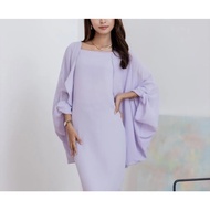 Celeste RARA Plain,  kain jenis CEY ironless, Midi Slip Queen Dress with Cardigan