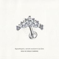 Nora Ana Graduated Marquise Curve Threaded Stud Flatback Earring Titanium ASTM-F136 Surgical Implant