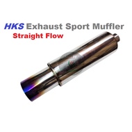 HKS JASMA Muffler exhaust 2" Inlet Stainless Steel Exhaust Muffler Pipe Silver Silencer Car