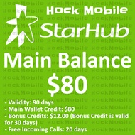 Starhub Prepaid Main Balance $80 / Top Up / Renew
