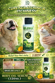 RD.ESHA Body Oil Serum 120ML | Rawat Gatal Kucing & Anjing | Hilang Luka Garu 1-2 Hari | Minyak Herb