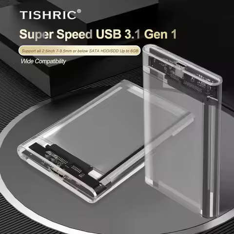 TISHRIC 2.5Inch External Hard Drive Enclosure HDD Case Transparent Hard Disk External Case USB C for