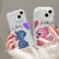 Stitch Angel Couple Love Wave Case For Samsung Galaxy S25 Ultra S25 Plus S25 FE A17 M17 A07 A32 A37 