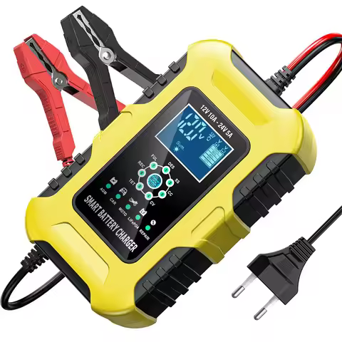 FOXSUR Car Battery Chargers 12V/10A 24V/5A Full Automatic AGM Wet Smart Battery Chargers Maintainer 