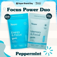 Focus Power Duo - 0mg & 40mg Caffeine Gum - Peppermint (2-Bulk Pouches)