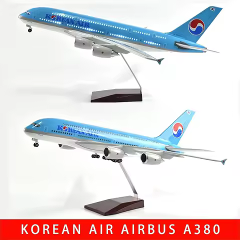 47CM 1:160 Model Aircraft Airbus A380 Air Korean LED Light Die-casting Machine Collected As A Gift B