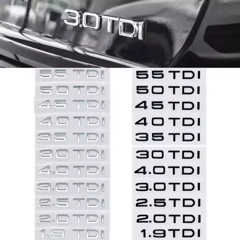 3D ABS Car Sticker For 2.0 2.5 3.0 4.0 TDI 30 35 40 45 50 55 TDI A4 A5 A6 A7 A8 Q5 Q7 Letter Emblem 