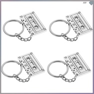 4pcs Cassette Tape Keychain Hip Hop Retro Pendant Music Keyring 70s 80s Party Favors For Music Acces