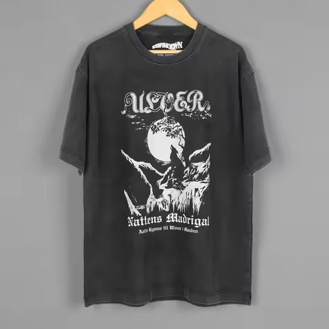Ulver T Shirt The Madrigal Of Night Black Metal Satyricon Agalloch Washed Cotton Men's Clothing Prin