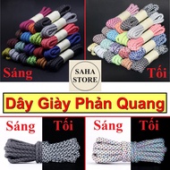 SAHA943 round reflective luminous shoe laces for tying high-top shoes, sports boots, sneaker ties fo