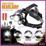 Global Pro Heavy Duty 3 Led 4 Modes Rechargeable LED Headlamp, 10000 Lumens Bright Headlight, with R