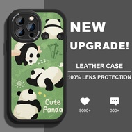For iPhone 12 Mini 12 Pro Max 12 Pro 12 11 Pro Max 11 Pro 11 Cartoon Cute Bamboo Panda Soft Leather Phone Casing Cover