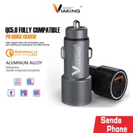 Car Charger + Charging Cable Viaking Model PD03 There Are 2 ports A+C dual output Fast Charging. PD+