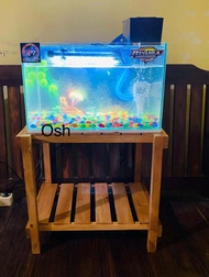 RAK AQUARIUM SUSUN 2 TINGKAT UKURAN 40 X 30 CM BAHAN KAYU MAHONI