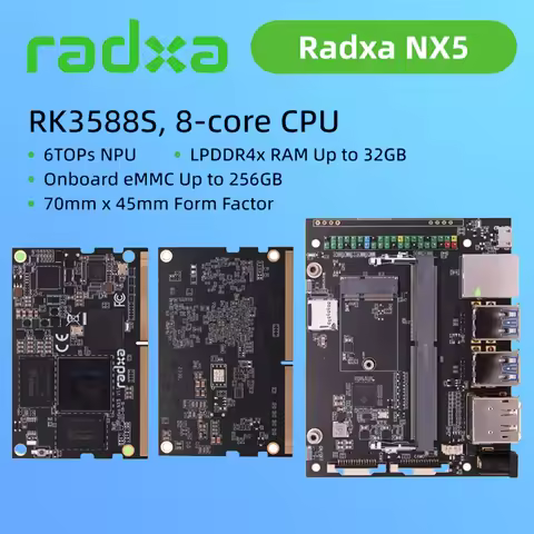 Radxa NX5 RK3588S 8-core CPU Compute Module GPU,NPU,8K HDMI 260-Pin SODIMM Golden Finger Edge Connec