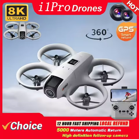 i1Pro Mini With LED Drones GPS 8K HD Dual Camera Brushless Motor Intelligen Obstacle Avoidance Folda