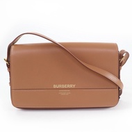 【5積分】成色極佳☆ BURBERRY Grace Logoブラウン皮革單肩包，附防塵袋，義大利製，女款