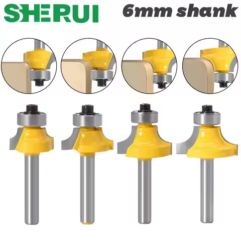 1pcs 6mm shank Corner Round Over Router Bit with Bearing Milling Cutter for Wood Woodwork Tungsten C