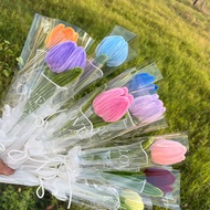 Ready Made Tulip Chenille Stick Flower Bouquet  Pipe Cleaner Handmade Sunflower Wool Wire Fuzzy Wire