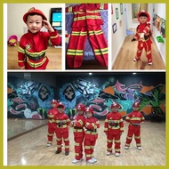 ◶ ۩ ⊙ Fireman Costumes For Kids Firefighter Firetruck Career Uniform Work Cosplay Role Play Suit Cl