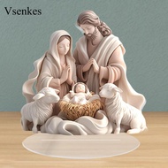 [Vsenkes] Multifunctional Table Decoration with Religious Nativity Scene 7.3 X 7