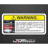 Funny Warning Sticker - 4G63 2.0 DOHC Turbo