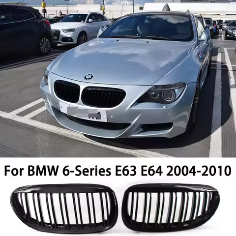 E63 E64 Glossy Black Car Front Bumper Grilles For BMW 6-Series E63 E64 2004-2010 Matte Racing Grill