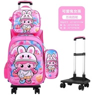 Universal Wheel Pen Three Set Backpack 3d Double Shoulder Trolley Men Women Bag Cartoon Meal Bag Ele