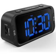 Digital Dual Alarm Clock for Bedroom, Easy to Set, 0-100% Dimmer, USB Charger, 5 Sounds Adjustable V
