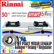 Rinnai Kompor Gas 2 Tungku - RI522E+Selang Gas+Regulator Meter | RI-522E | RI 522E  Kompor Gas Rinnai 2 Tungku Rinnai RI-522E