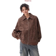 [K-2] Y2K Retro Snowflake Suede Jacket Wear Long-Sleeved Autumn Winter Warm Texture Low-Key Not Lost