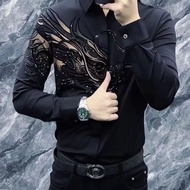 SONIX เสื้อลายมังกรสำหรับผู้ชายเสื้อแขนยาวลายมังกรอเนกประสงค์และหล่อเหลาสำหรับผู้ชายในฤดูใบไม้ผลิและ