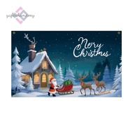 Christmas Banner Cheerful Holiday Theme Large Size 71x43 Inches For Fences