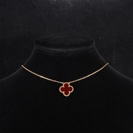 VAN CLEEF&ARPELS(梵克雅寶) Vintage Alhambra 中號單花項鏈 新扣 18K黃金/紅玉髓 項鏈 黃金