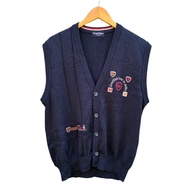 Vintage Grand Slam Munsingwear 高爾夫背心 藍色針織刺繡 日本製造